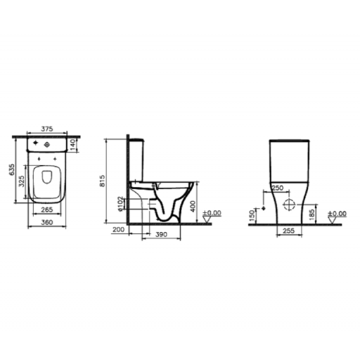 Унитаз напольный безободковый с бачком Vitra POLAR 9843B003-7201 с сиденьем Soft Close